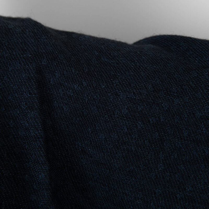 Linen wool fabric black with dark blue dots washed 5 Washed linen wool fabric black with dark blue dots, 140cm