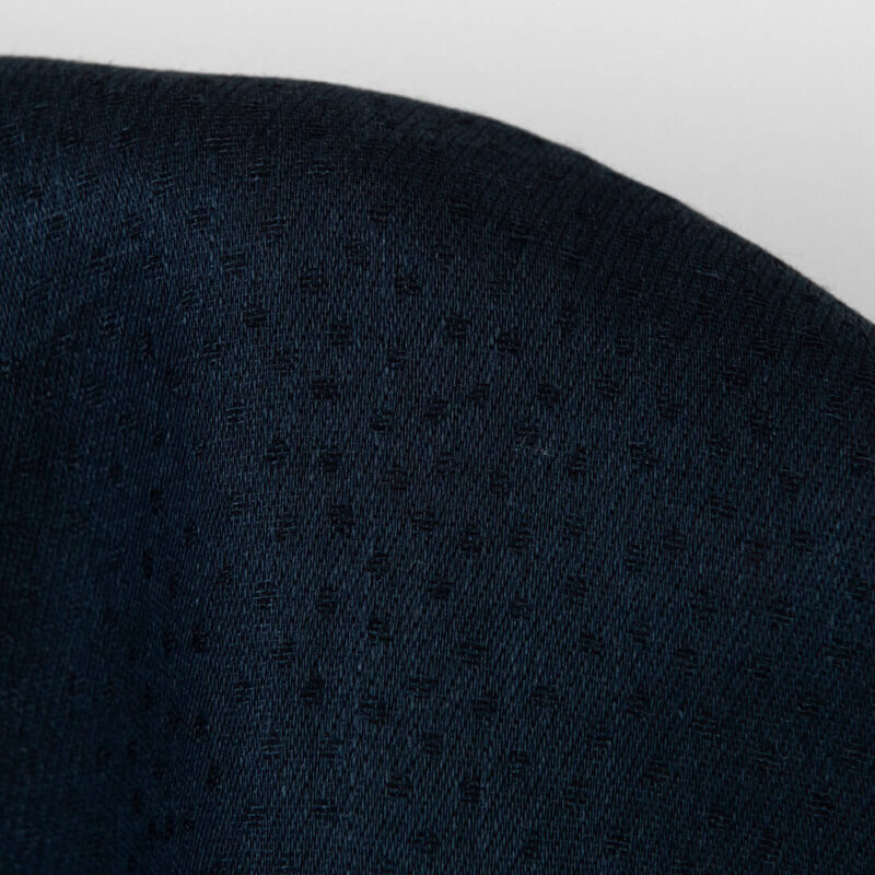 Linen wool fabric black with dark blue dots