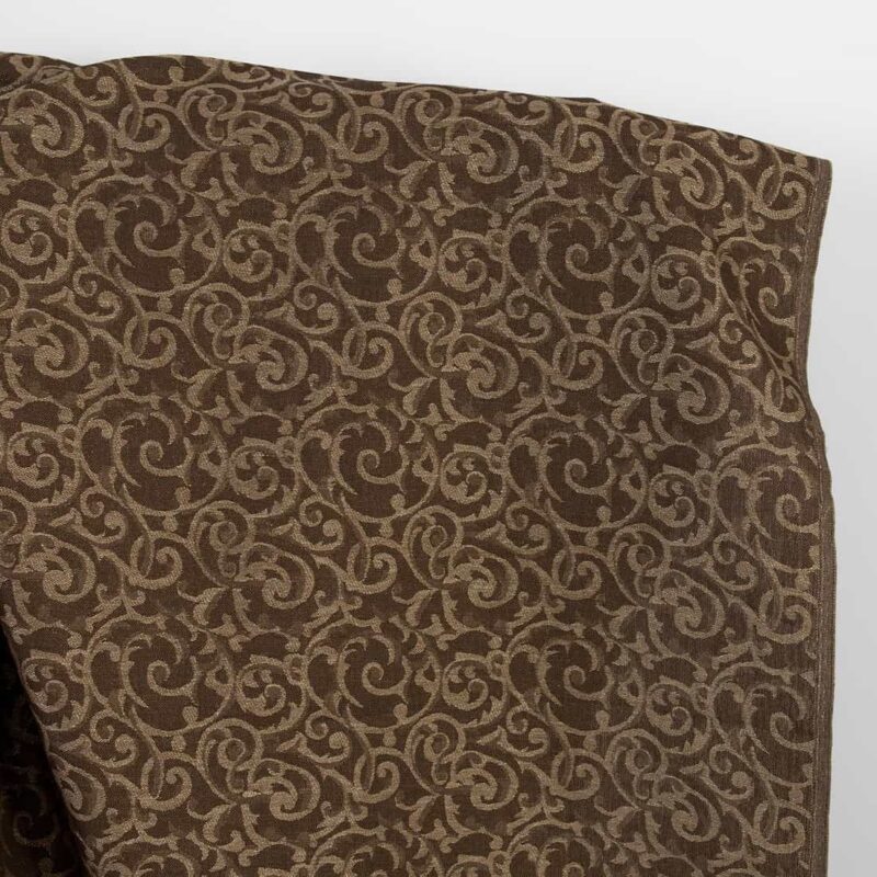Linen cotton fabric brown and natural jacquard gold lurex