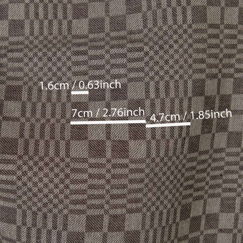 Linen cotton fabric dark brown and beige twill checks