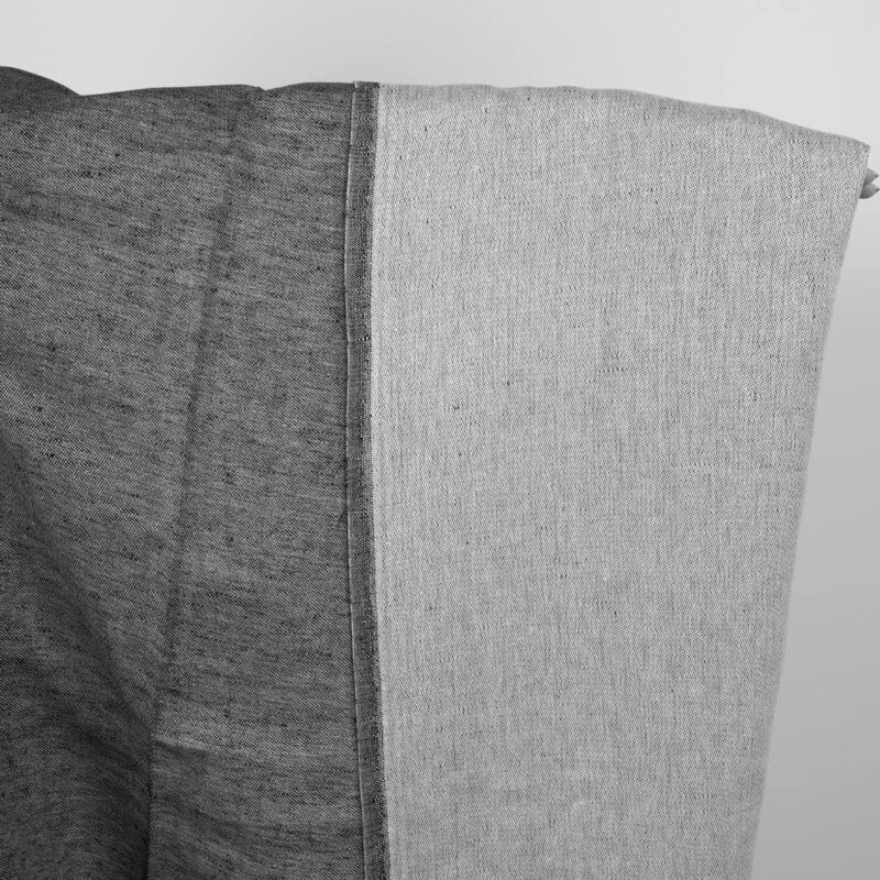 Linen cotton fabric black and white satin double-sided