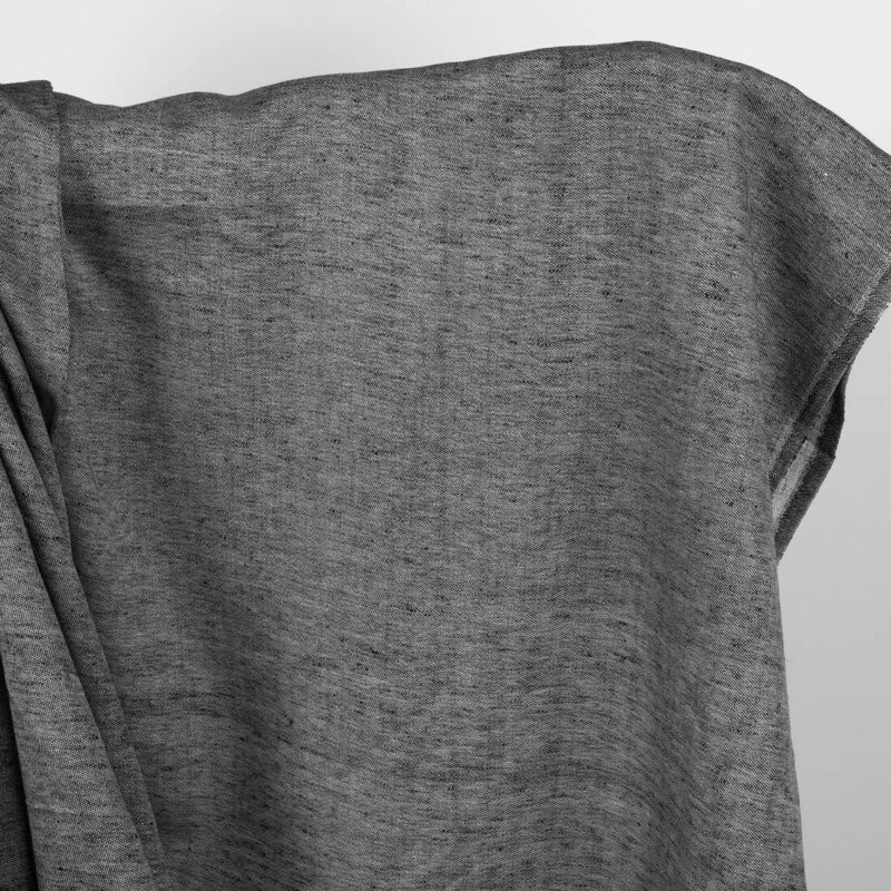 Linen cotton fabric black and white satin double-sided