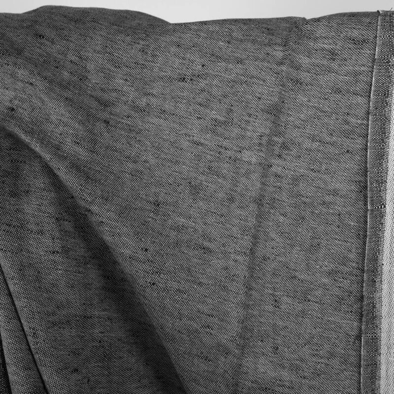 Linen cotton fabric black and white satin double-sided