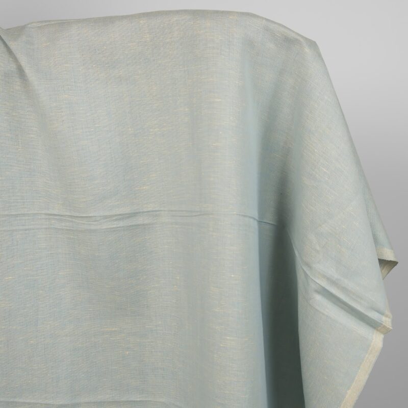Linen cotton fabric light blue and cream melange