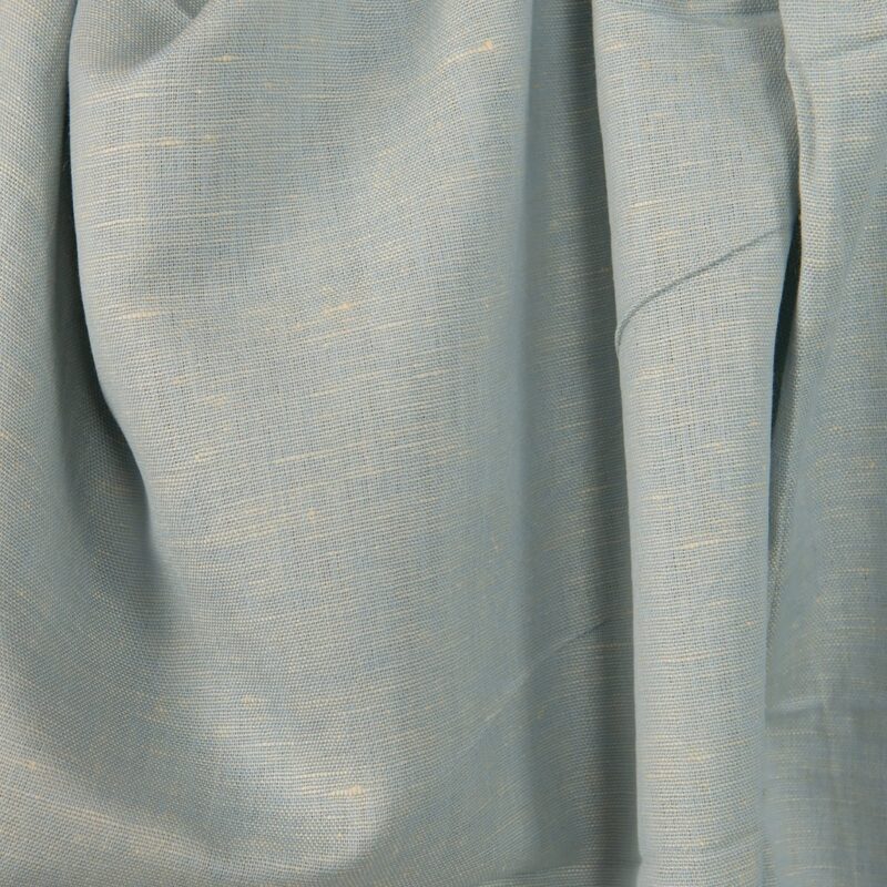 Linen cotton fabric light blue and cream melange