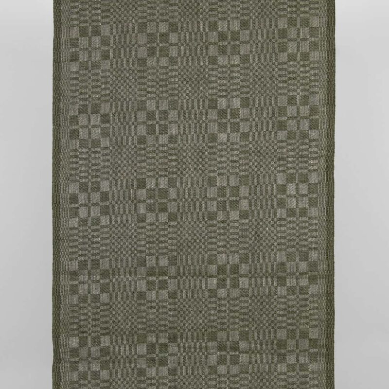 Narrow linen fabric green and natural twill checks 3 Narrow linen fabric green and natural twill checks