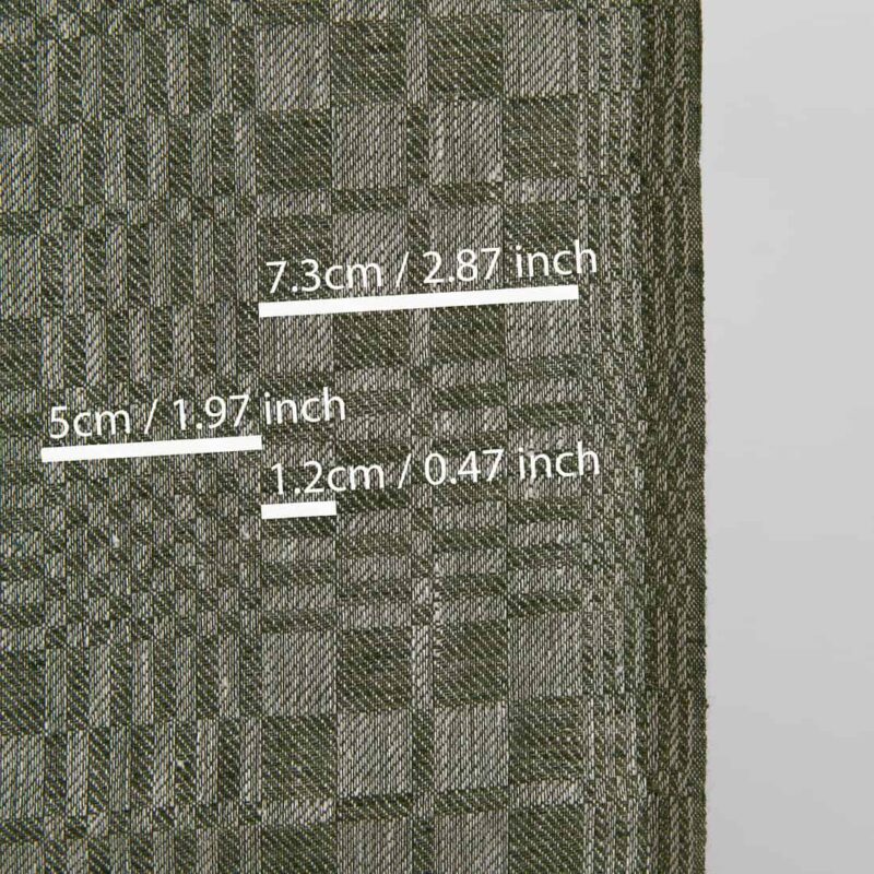 Narrow linen fabric green and natural twill checks 4 Narrow linen fabric green and natural twill checks