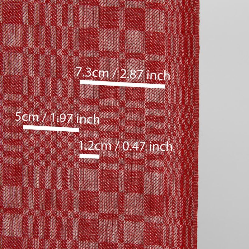 Narrow linen fabric red and natural twill checks 4 Narrow linen fabric red and natural twill checks