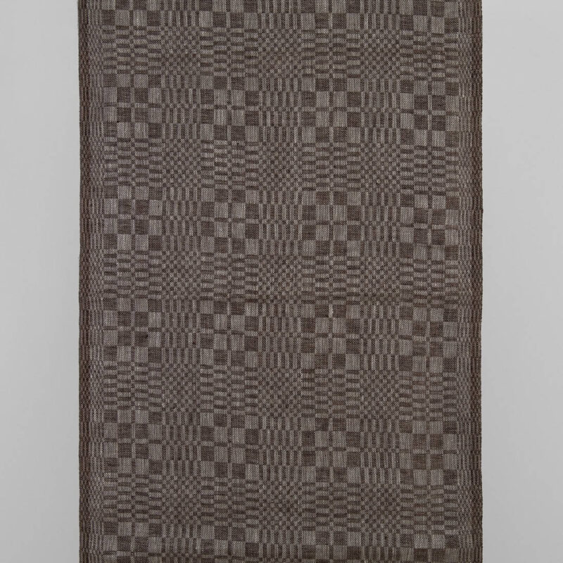 Narrow linen fabric dark brown and natural twill checks 3 Narrow linen fabric dark brown and natural twill checks