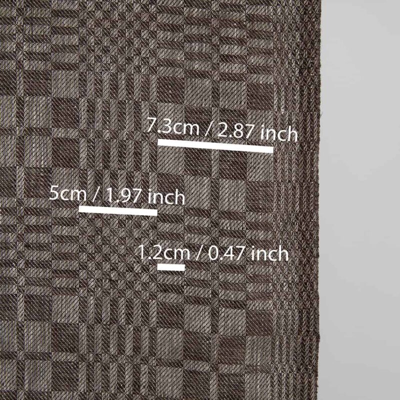 Narrow linen fabric dark brown and natural twill checks 4 Narrow linen fabric dark brown and natural twill checks