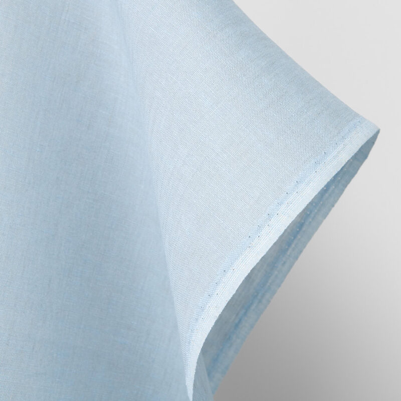 Linen fabric plain pale grey blue