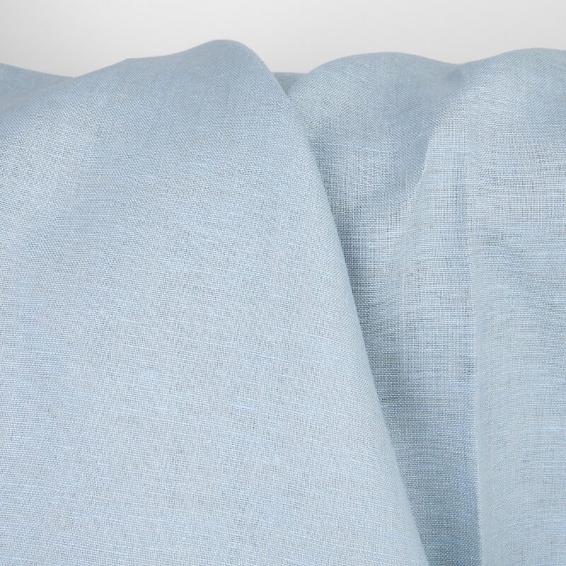 Linen fabric plain pale grey blue