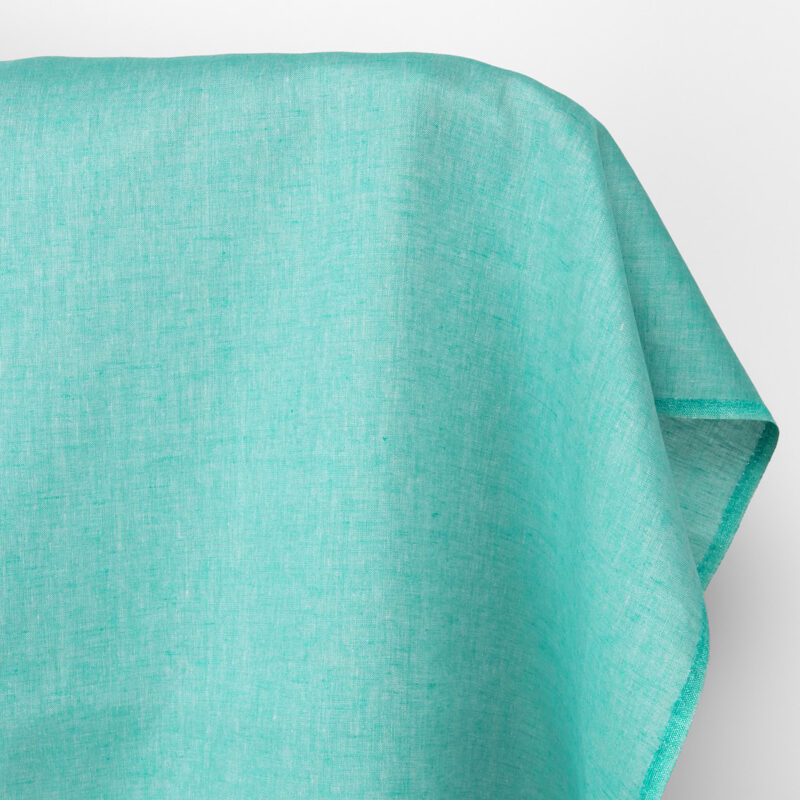 Linen fabric plain bright turquoise green