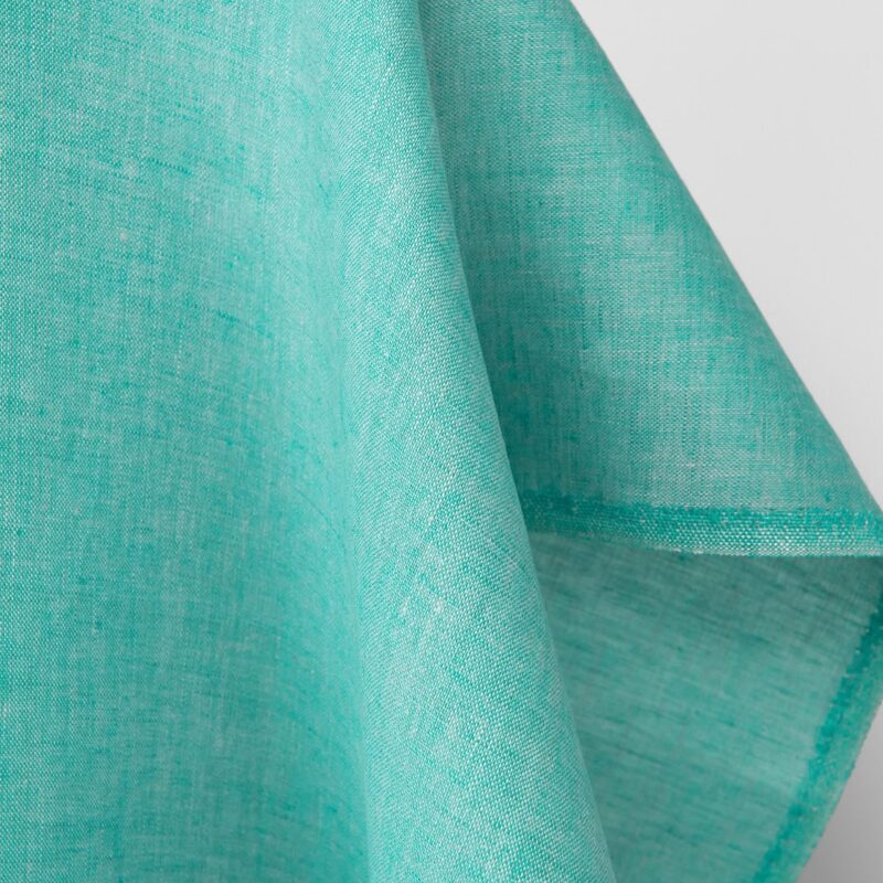 Linen fabric plain bright turquoise green