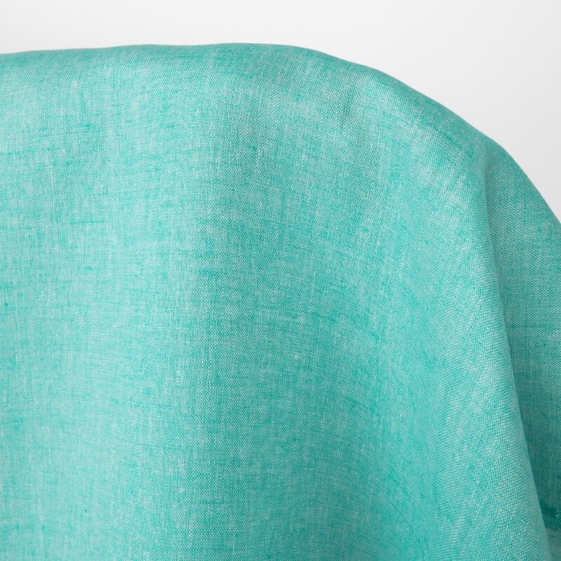 Linen fabric plain bright turquoise green