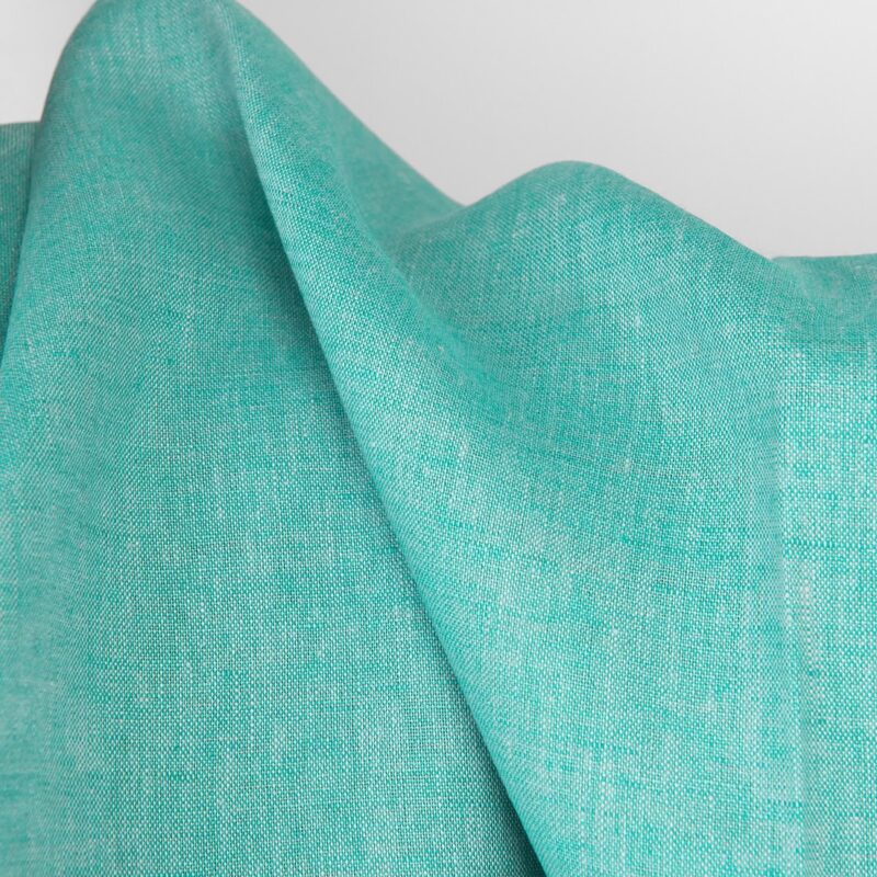 Linen fabric plain bright turquoise green