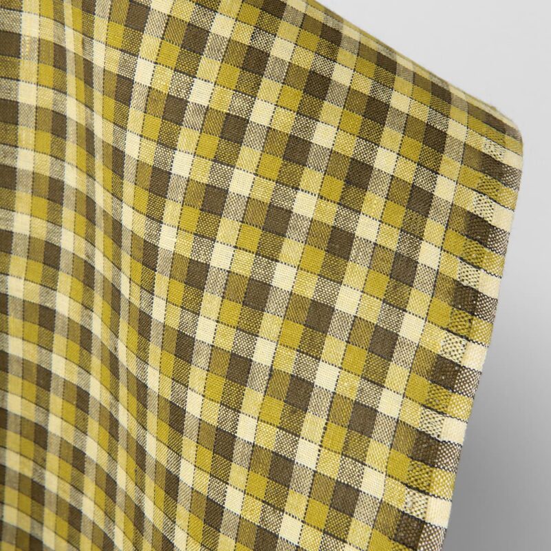Linen fabric yellow green checks