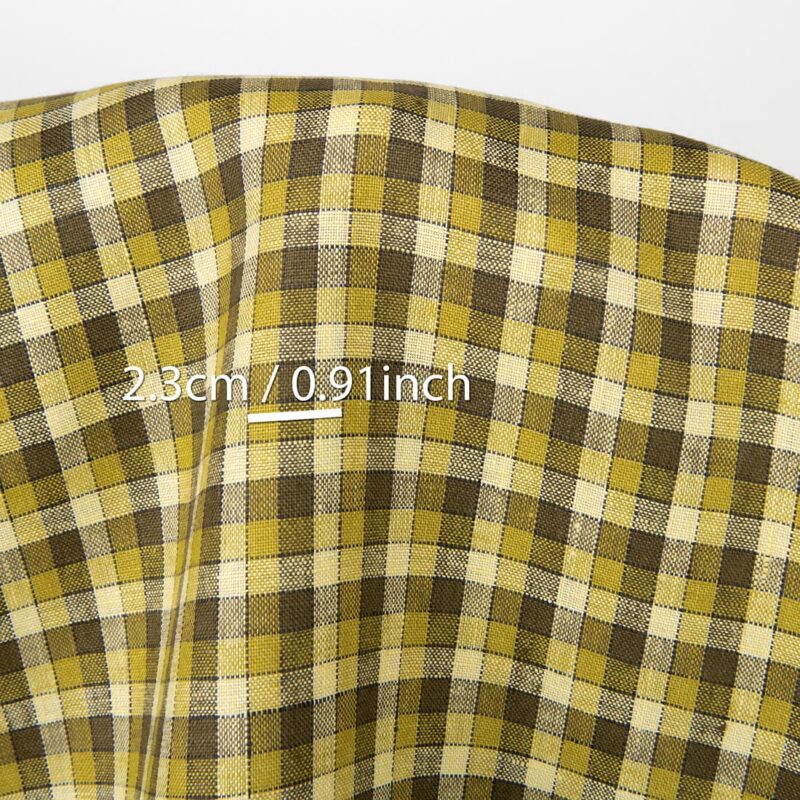 Linen fabric yellow green checks