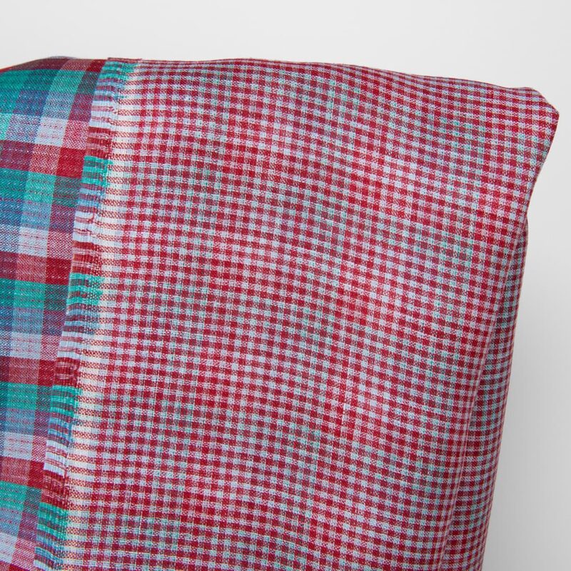 Linen fabric double sided checks red green blue