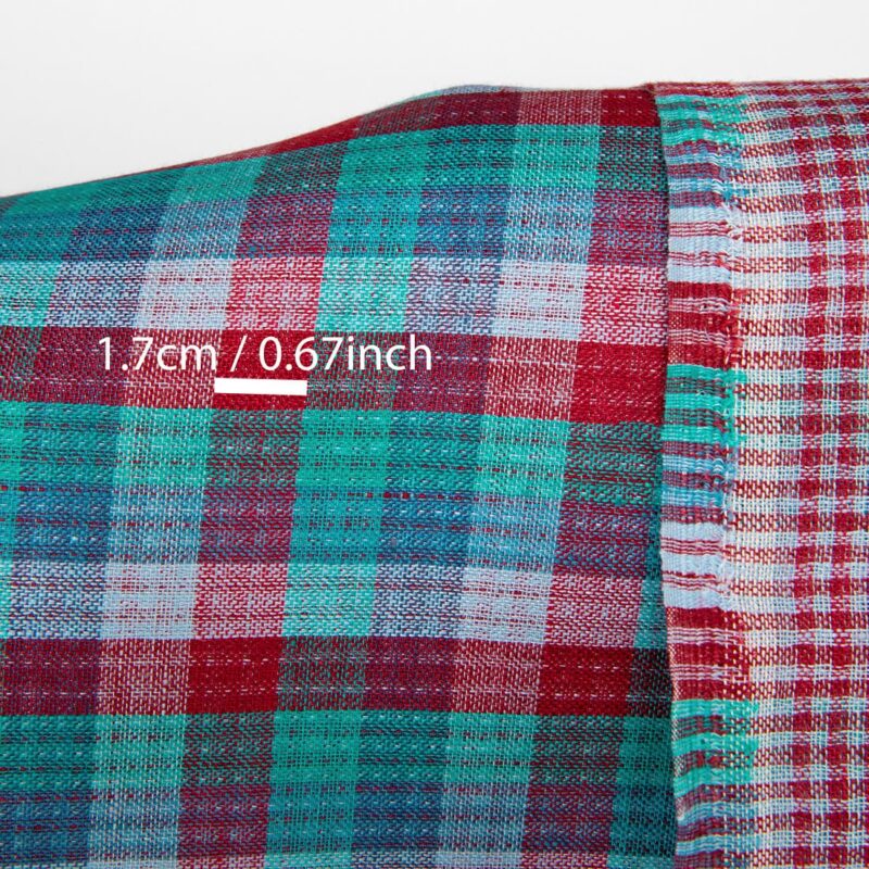 Linen fabric double sided checks red green blue