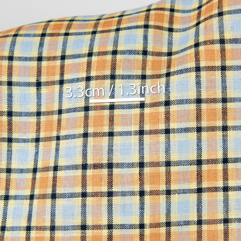 Linen fabric orange and pale blue checks