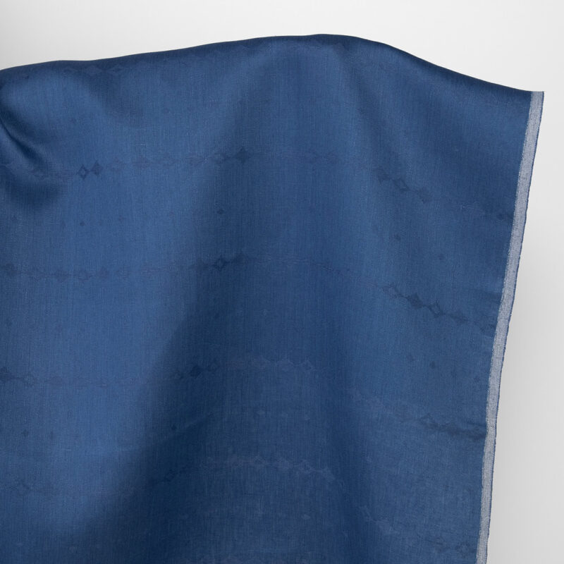 Linen fabric greyish blue subtle diamonds