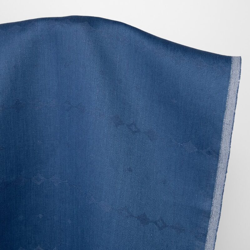 Linen fabric greyish blue subtle diamonds