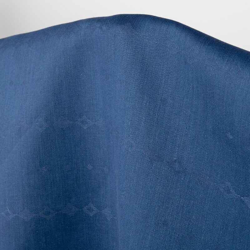 Linen fabric greyish blue subtle diamonds