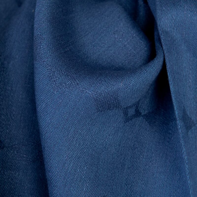 Linen fabric greyish blue subtle diamonds