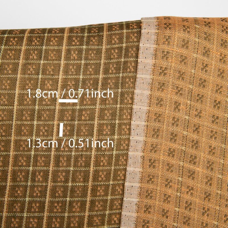 Linen fabric double sided brown and clay checks