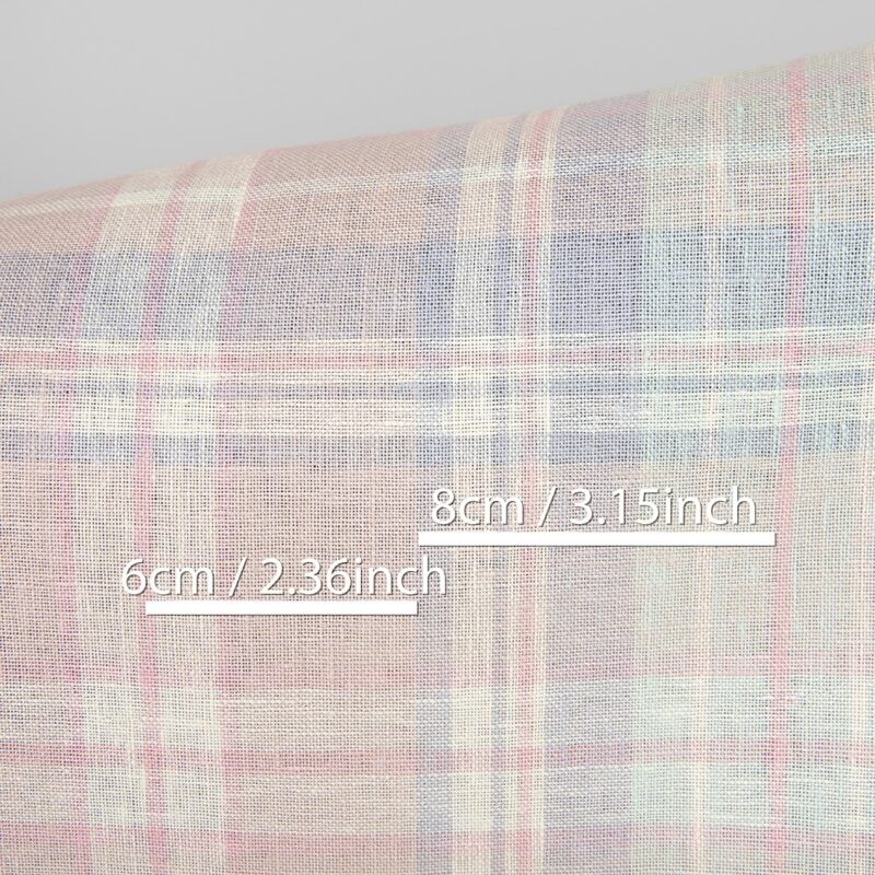 Linen fabric pink pastel checks