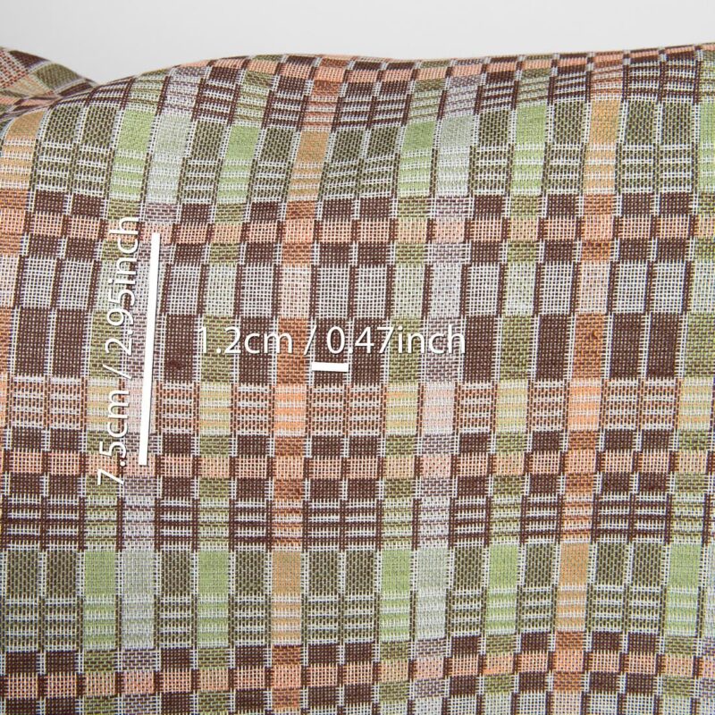 Linen cotton fabric multicolour brown green checks