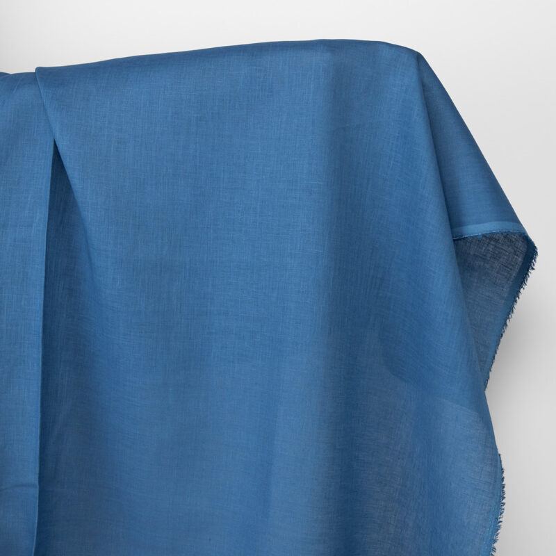 Linen fabric plain medium blue