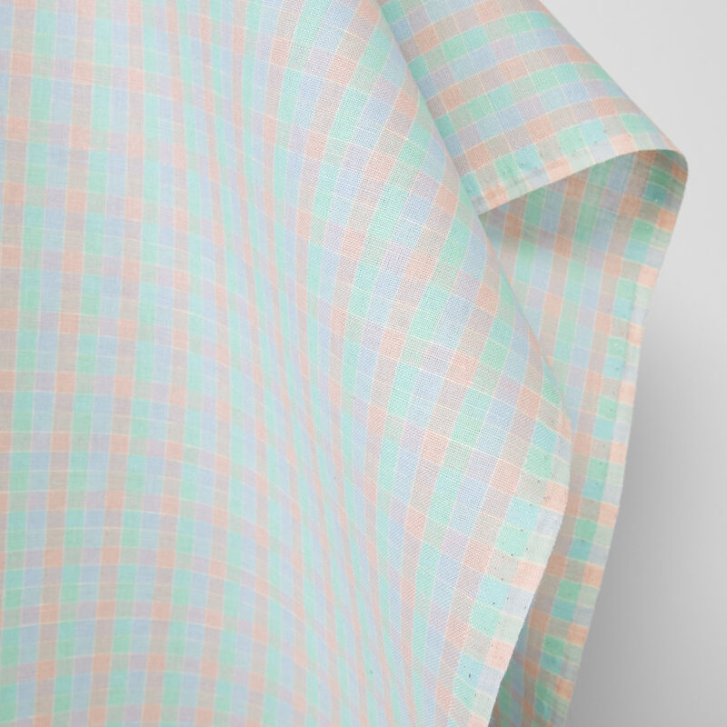 Linen cotton fabric bright pastel checks
