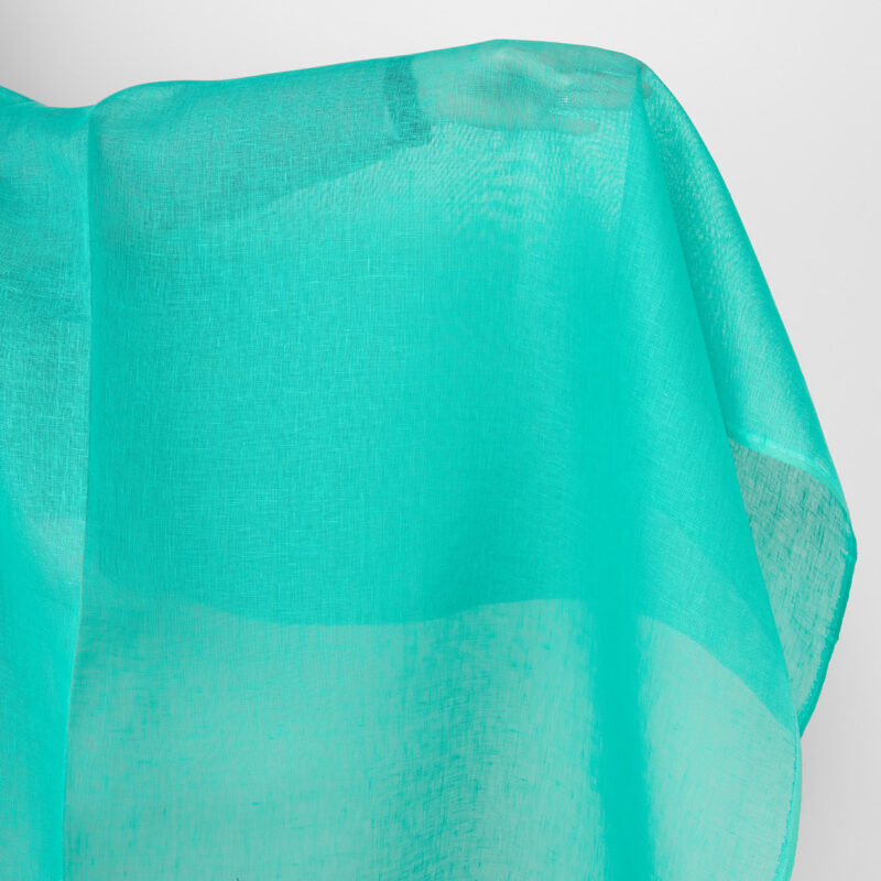 Linen fabric sheer bright turquoise green