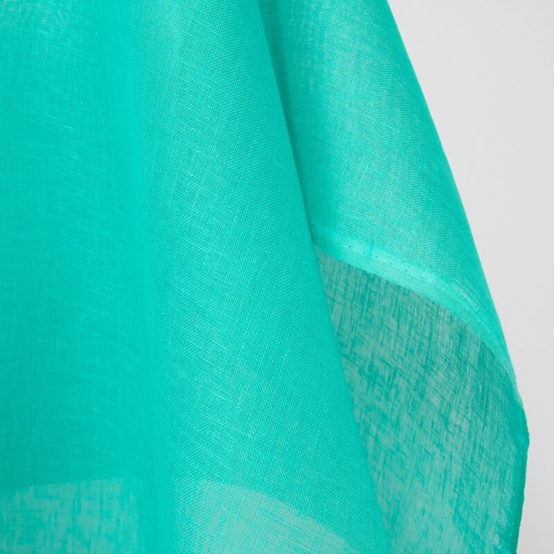 Linen fabric sheer bright turquoise green