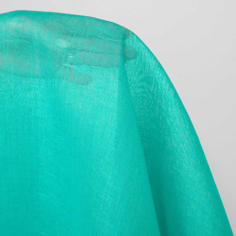 Linen fabric sheer bright turquoise green