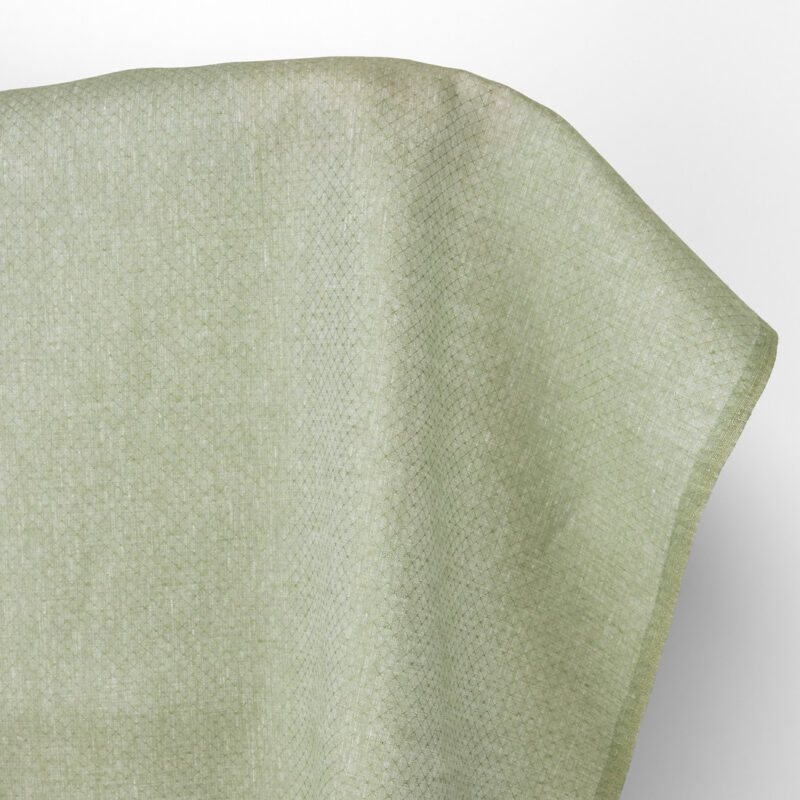 Linen fabric pale sage green diamond pattern