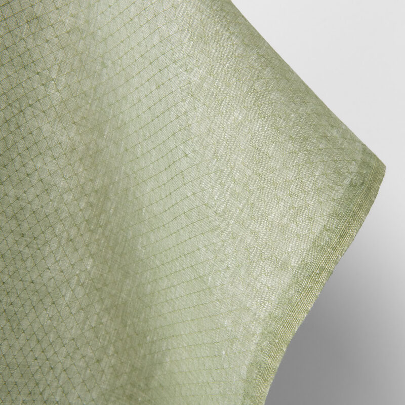 Linen fabric pale sage green diamond pattern