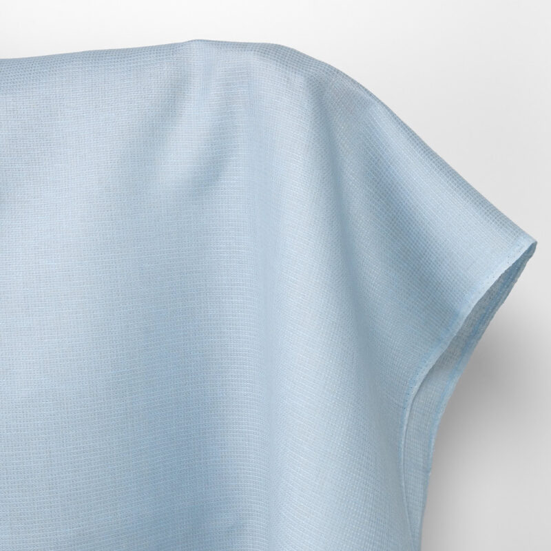 Linen fabric pale grey blue waffle