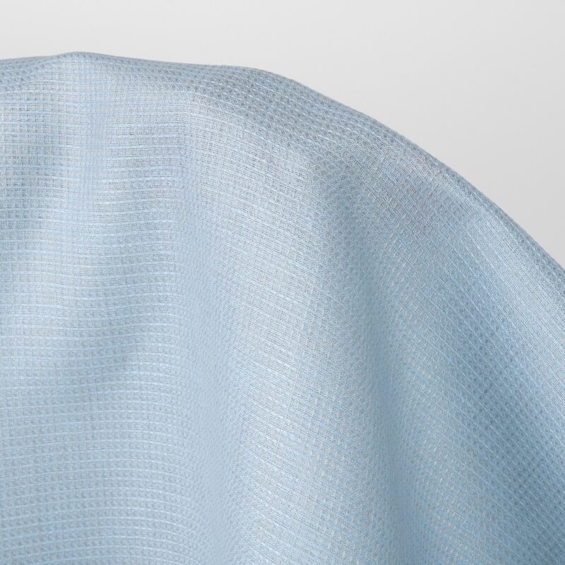 Linen fabric pale grey blue waffle