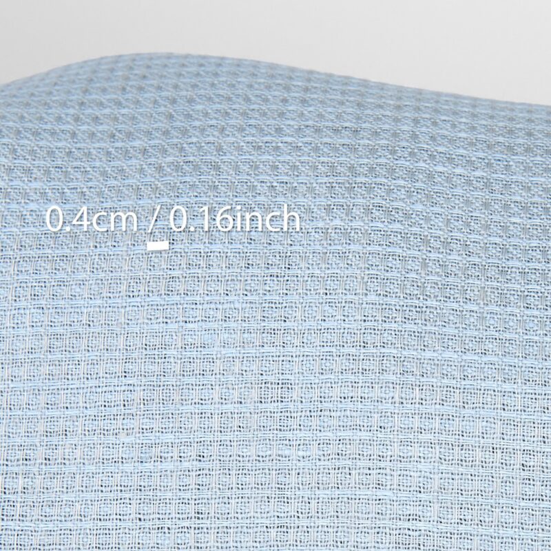 Linen fabric pale grey blue waffle