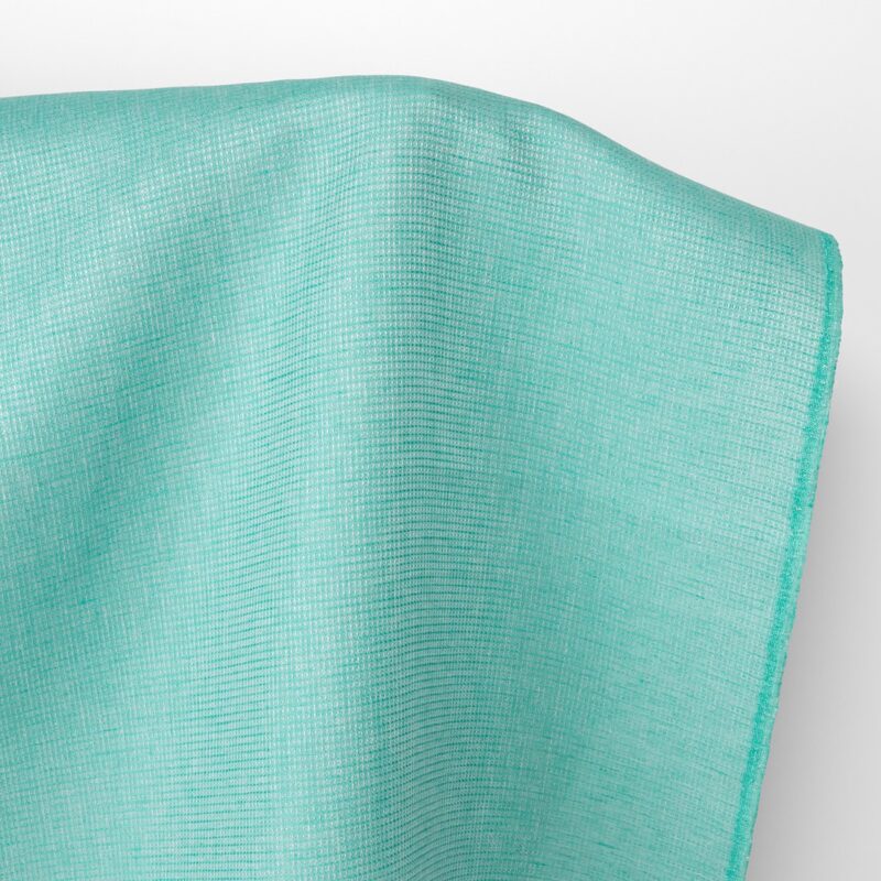 Linen fabric bright turquoise green waffle