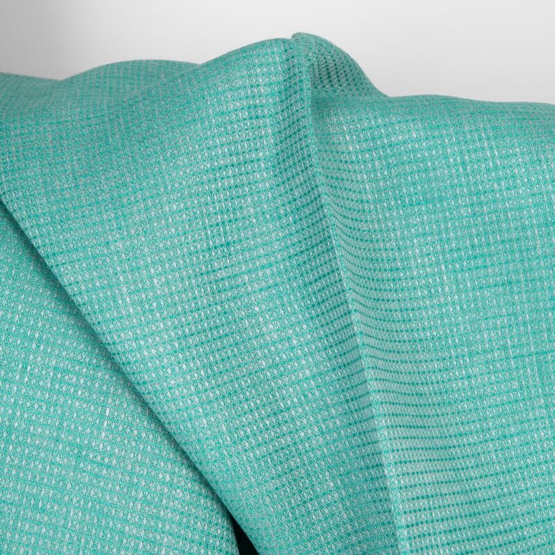 Linen fabric bright turquoise green waffle