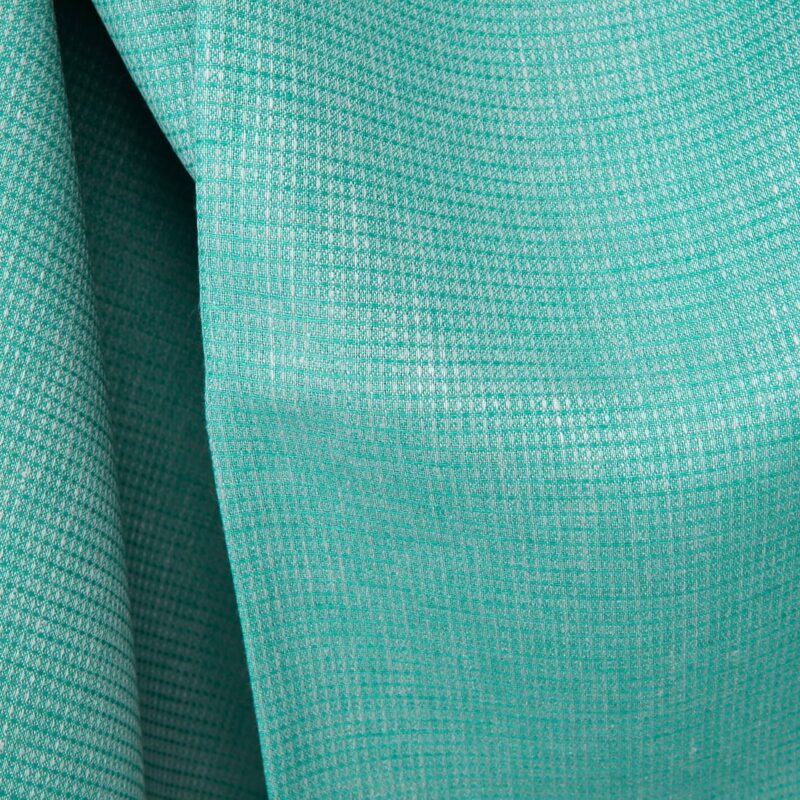 Linen fabric bright turquoise green waffle