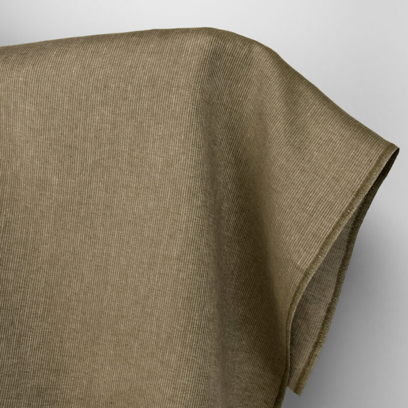 Linen fabric moss brown striped