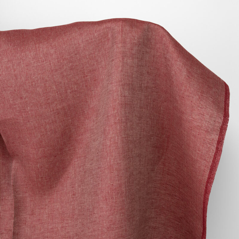 Linen fabric wine red striped