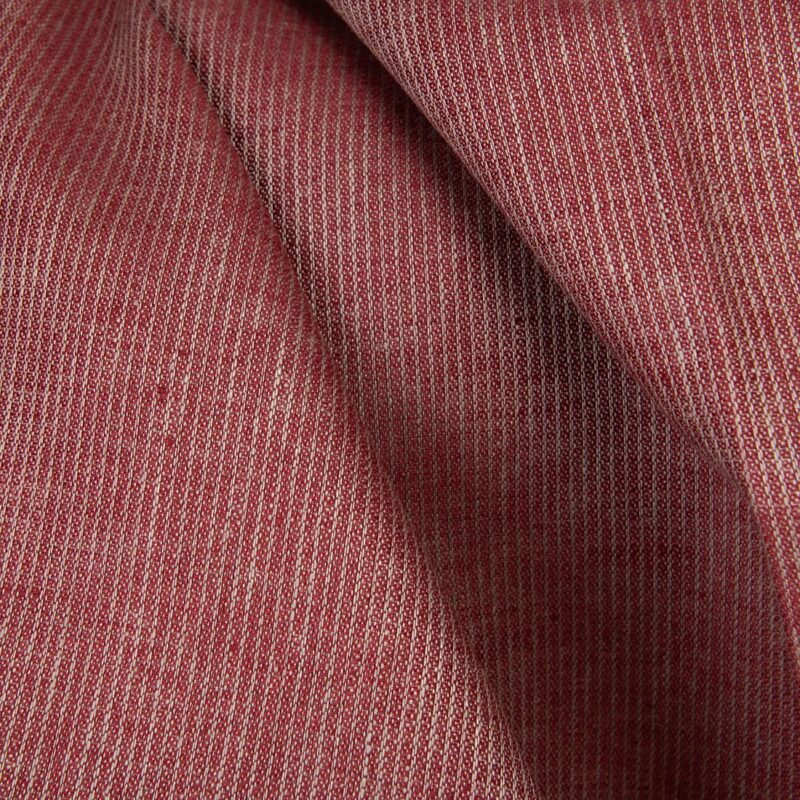 Linen fabric wine red striped