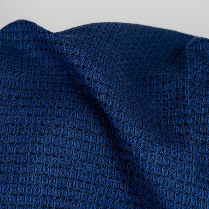 Linen cotton wool fabric dark blue and black waffle