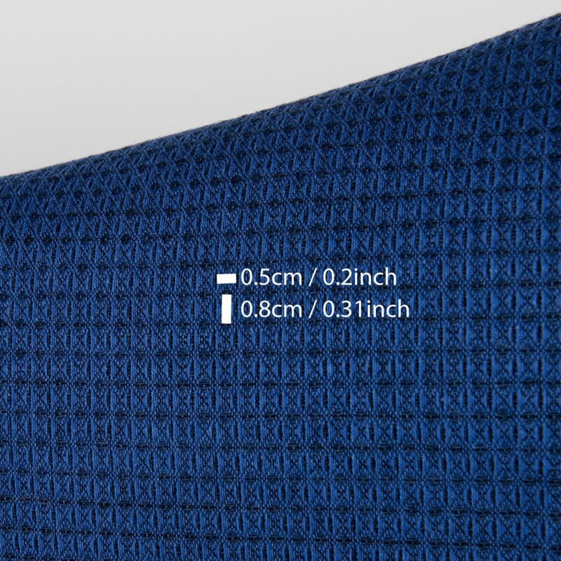 Linen cotton wool fabric dark blue and black waffle